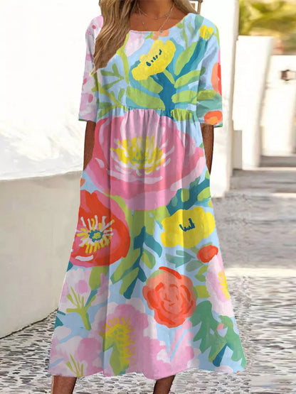 Women's Watercolor Flowers Art Print Dress