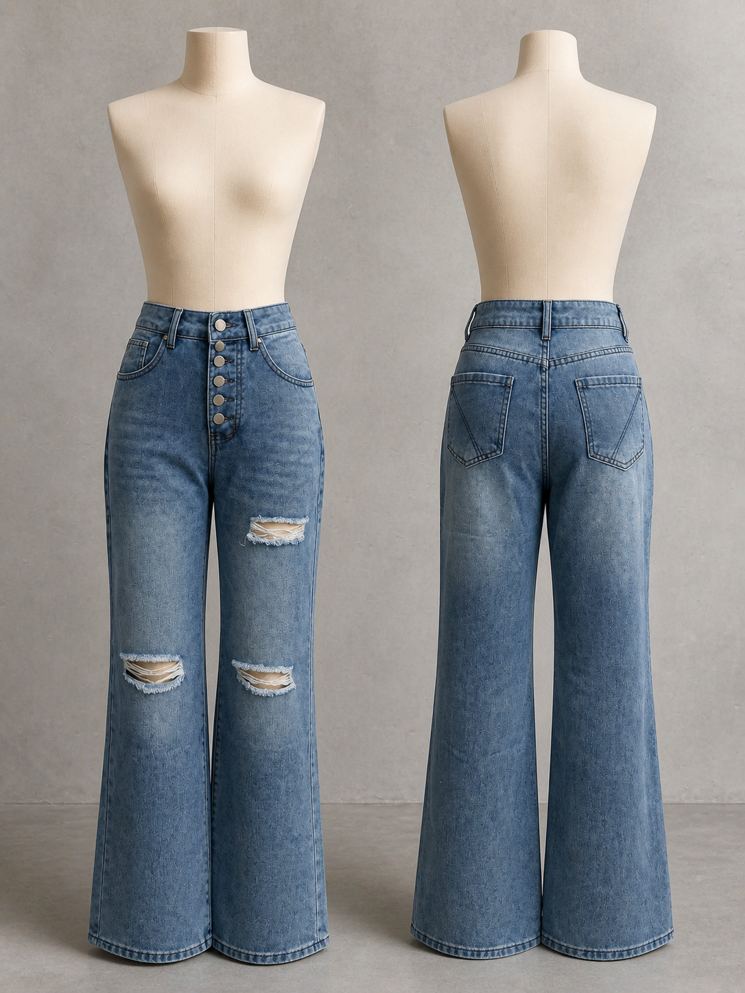 Women's Washed Denim Straight-Leg Jeans