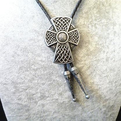 Bolo tie vintage croix de style médiéval pour femmes et hommes