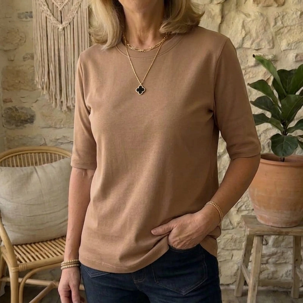 Cozy Minimalist Half-sleeve 100% Cotton T-shirt