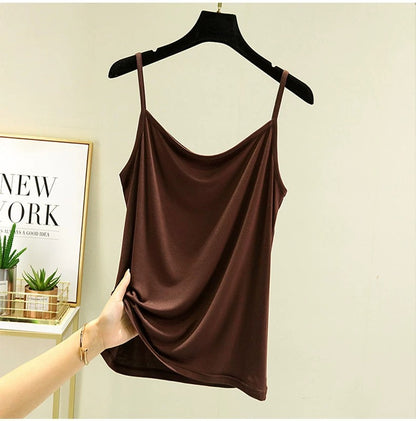 Women's Premium Modal Cami Top - Ultra-Soft Basic Adjustable Spaghetti Strap Tank