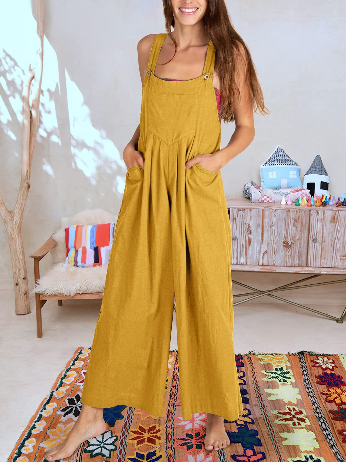 Salopette en jersey flammé California Sun | Combinaison plissée à jambes larges