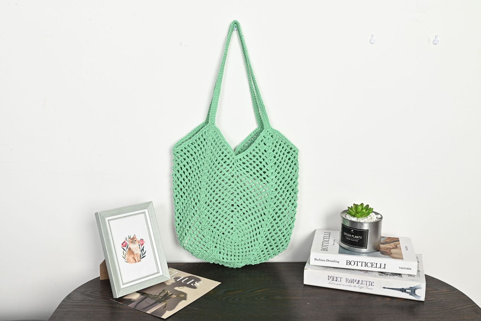 Bohemian Crochet Hollow-Out Straw Beach Tote Bag - Vintage Woven Mesh Shoulder Purse with Inner Pouch