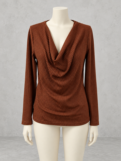 Women's Knit Solid-Color Pullover Relaxed-Fit Slim-Fit Sweater