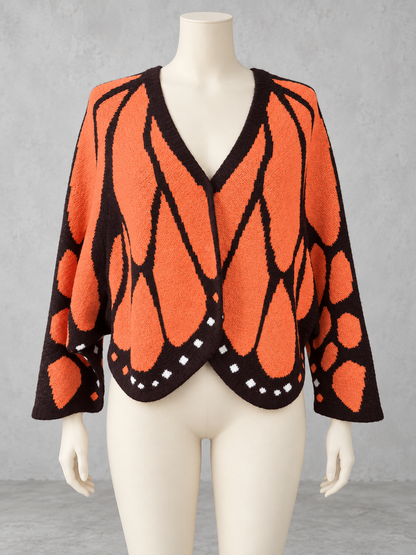 Knit Batwing-Sleeve Poncho