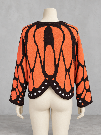 Knit Batwing-Sleeve Poncho