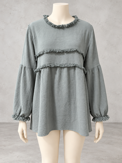 Fringe-Trim Lace-Trim Patchwork Accessory