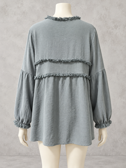 Fringe-Trim Lace-Trim Patchwork Accessory
