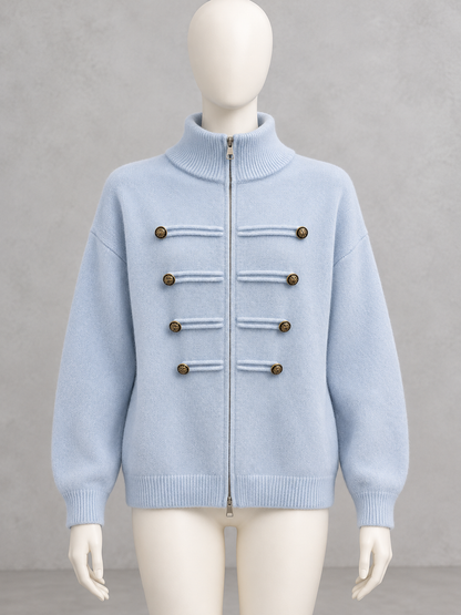 Women's Knit Stand-Collar Zip-Front Cardigan