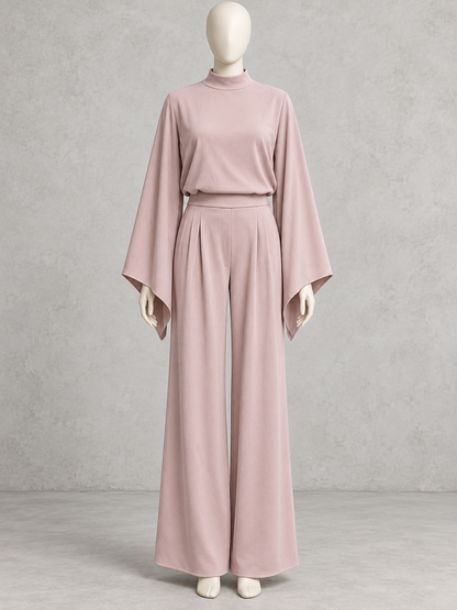 Relaxed-Fit Long-Sleeve Wide-Leg Top & Pants Set