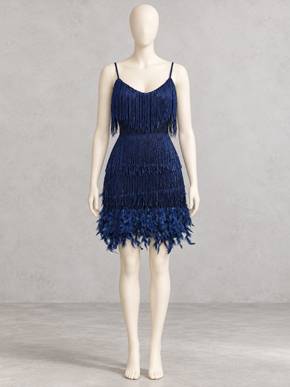 Women's Solid-Color Fringe-Trim Patchwork Relaxed-Fit Sleeveless Dress