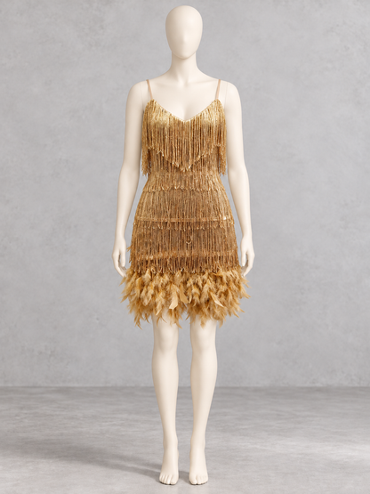 Women's Solid-Color Fringe-Trim Patchwork Relaxed-Fit Sleeveless Dress