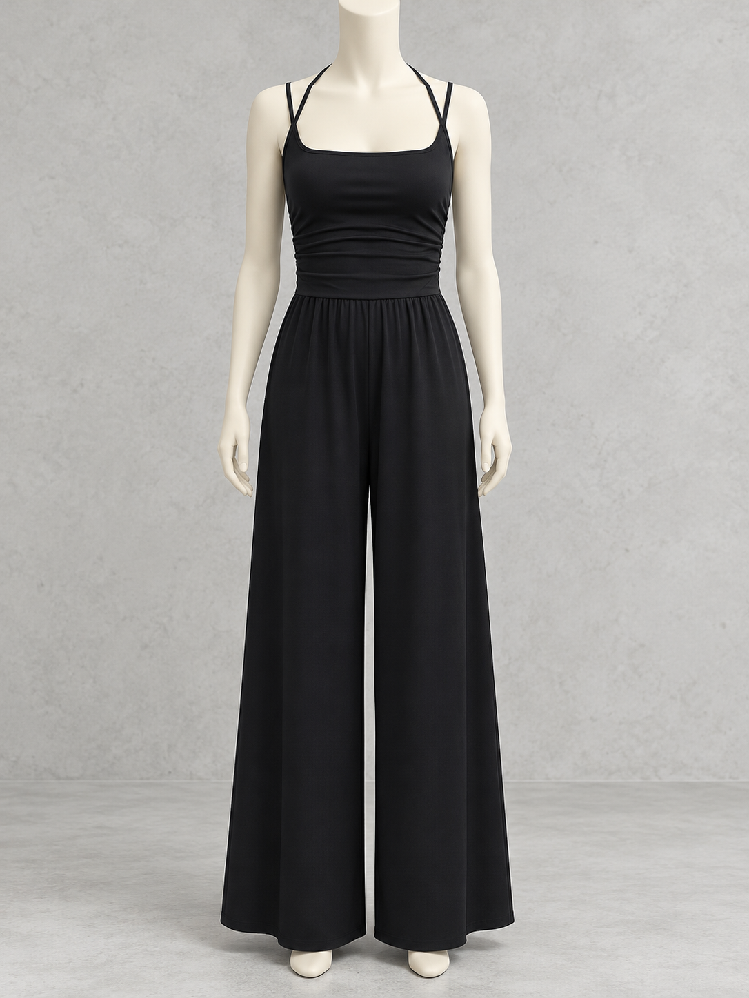 Women's Relaxed-Fit Sleeveless Stretch High-Waist Wide-Leg Jumpsuit