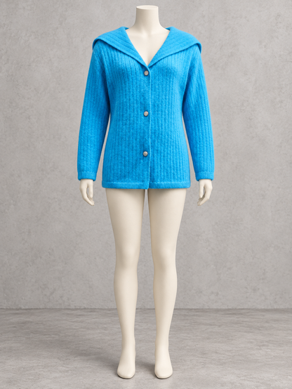 Women's Knit Solid-Color V-Neck Button-Front Slim-Fit Long-Sleeve Cardigan