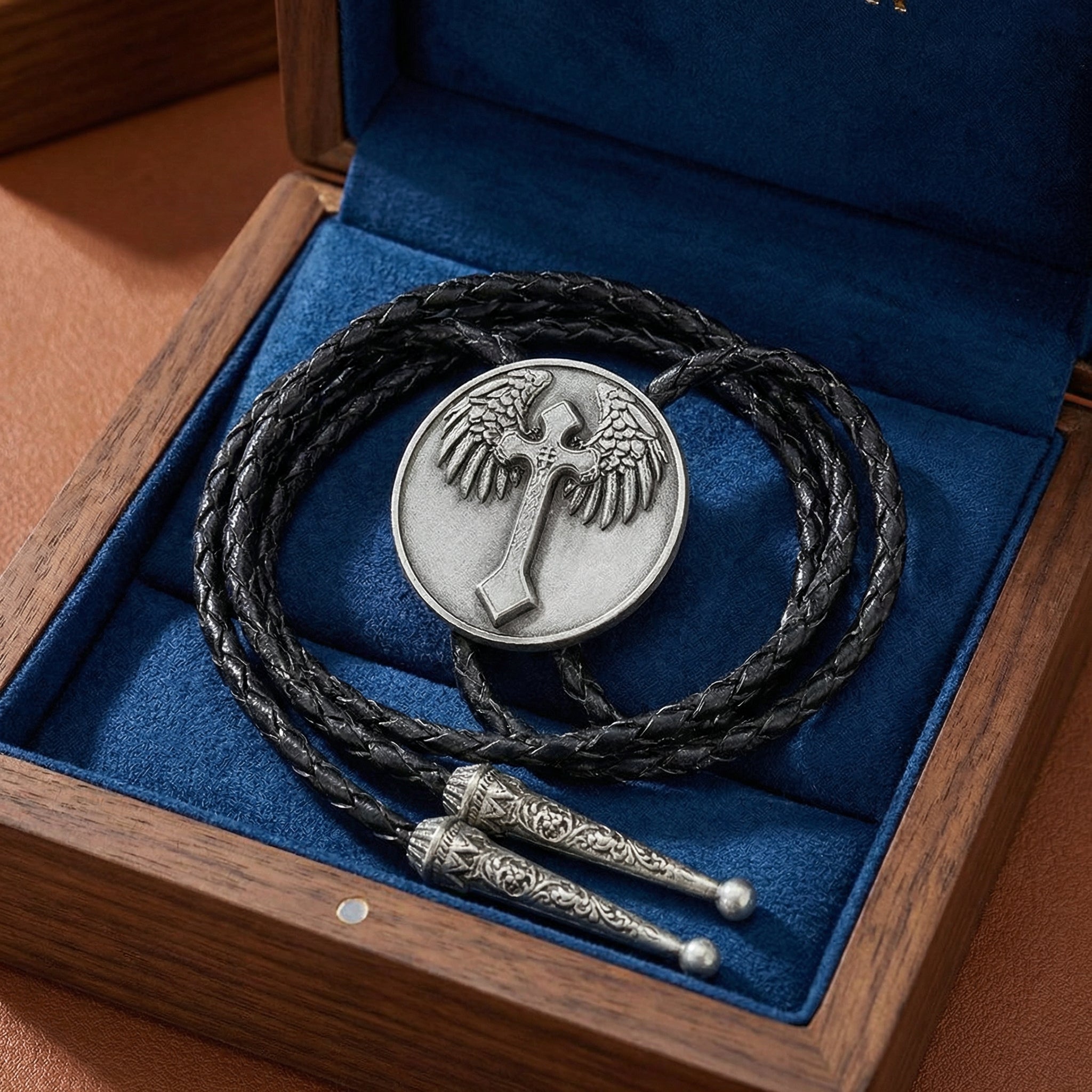 Angel wings, cross, western bolo tie, cowboy necktie