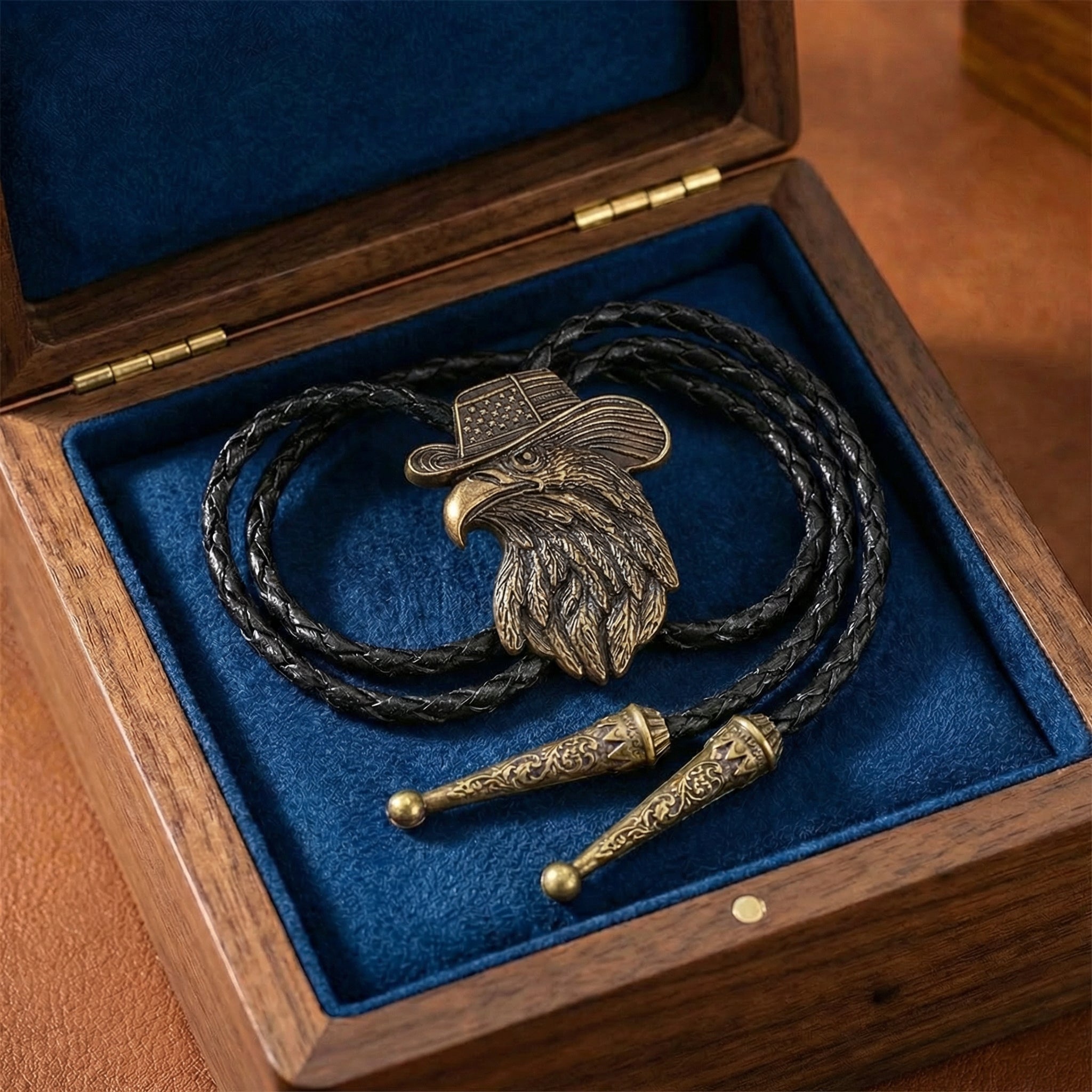 American Bald EaglesCopper Bolo Tie, Western Cowboy Necktie
