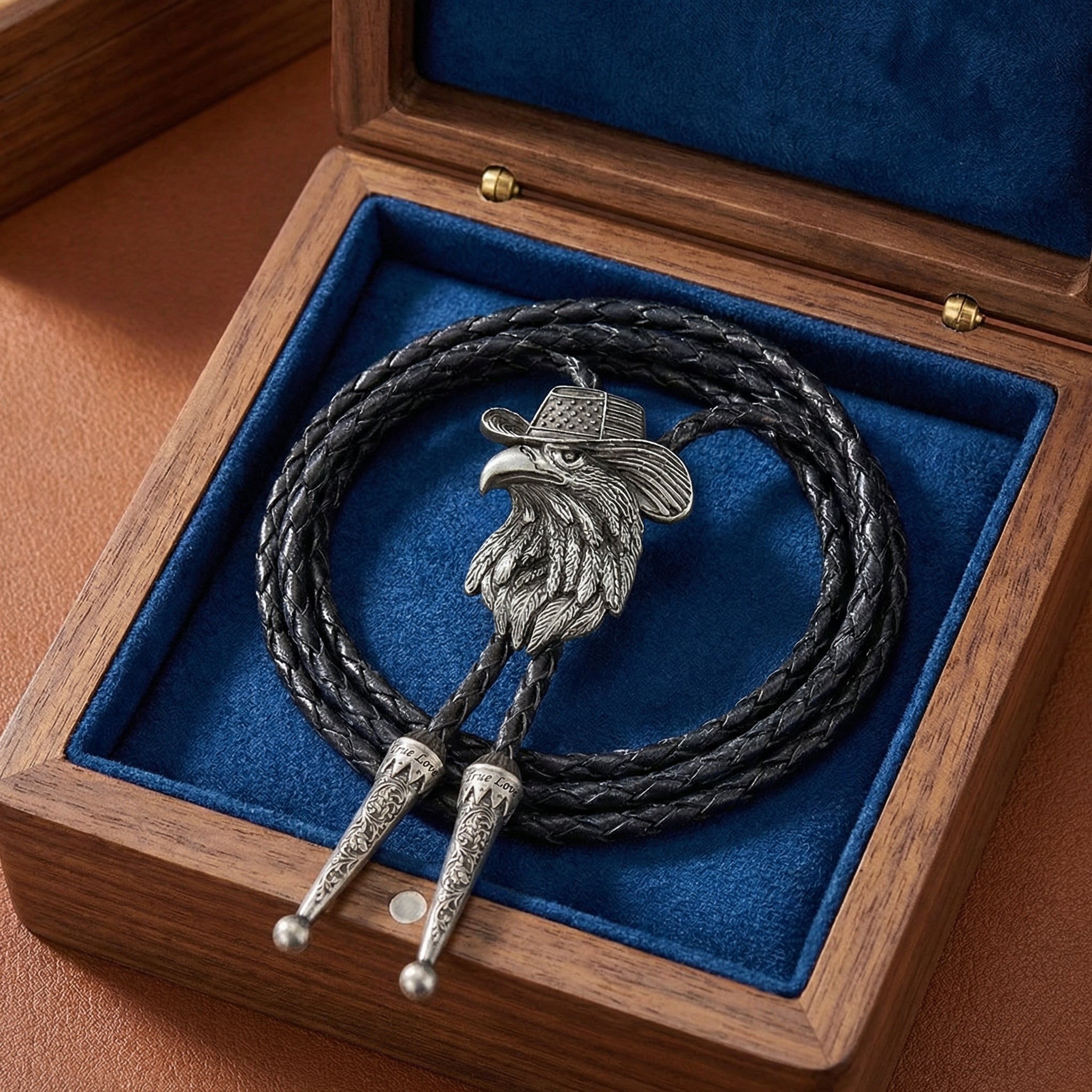 American Bald EaglesCopper Bolo Tie, Western Cowboy Necktie