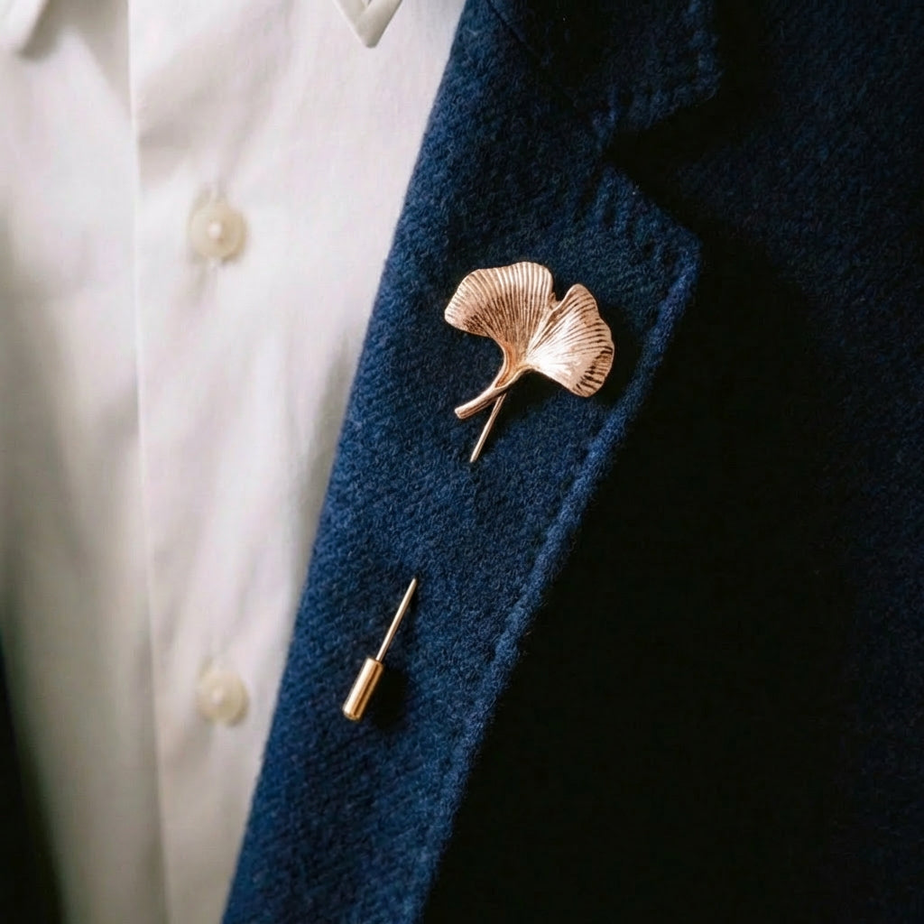 Original retro ginkgo leaf design men's lapel pins