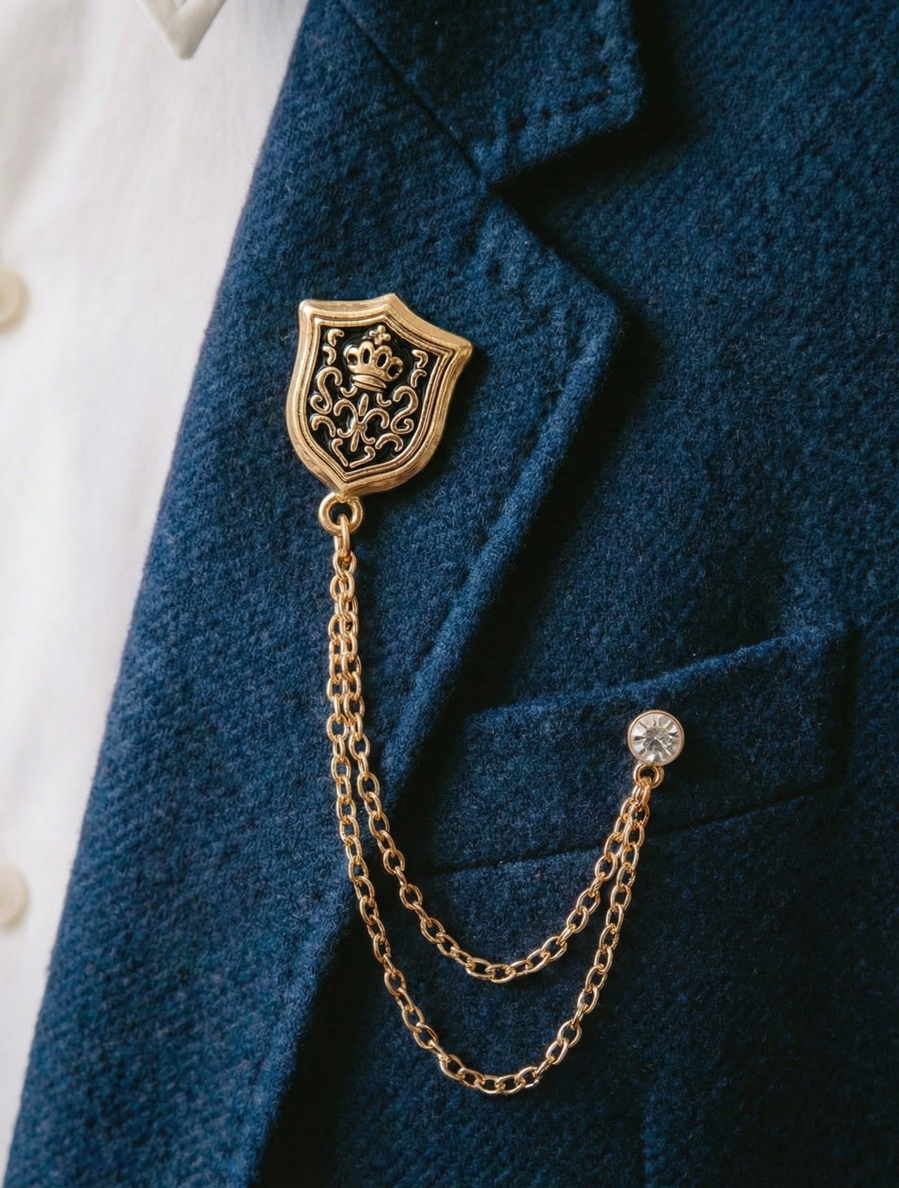 Vintage aristocratic lapel pins with zircon chians