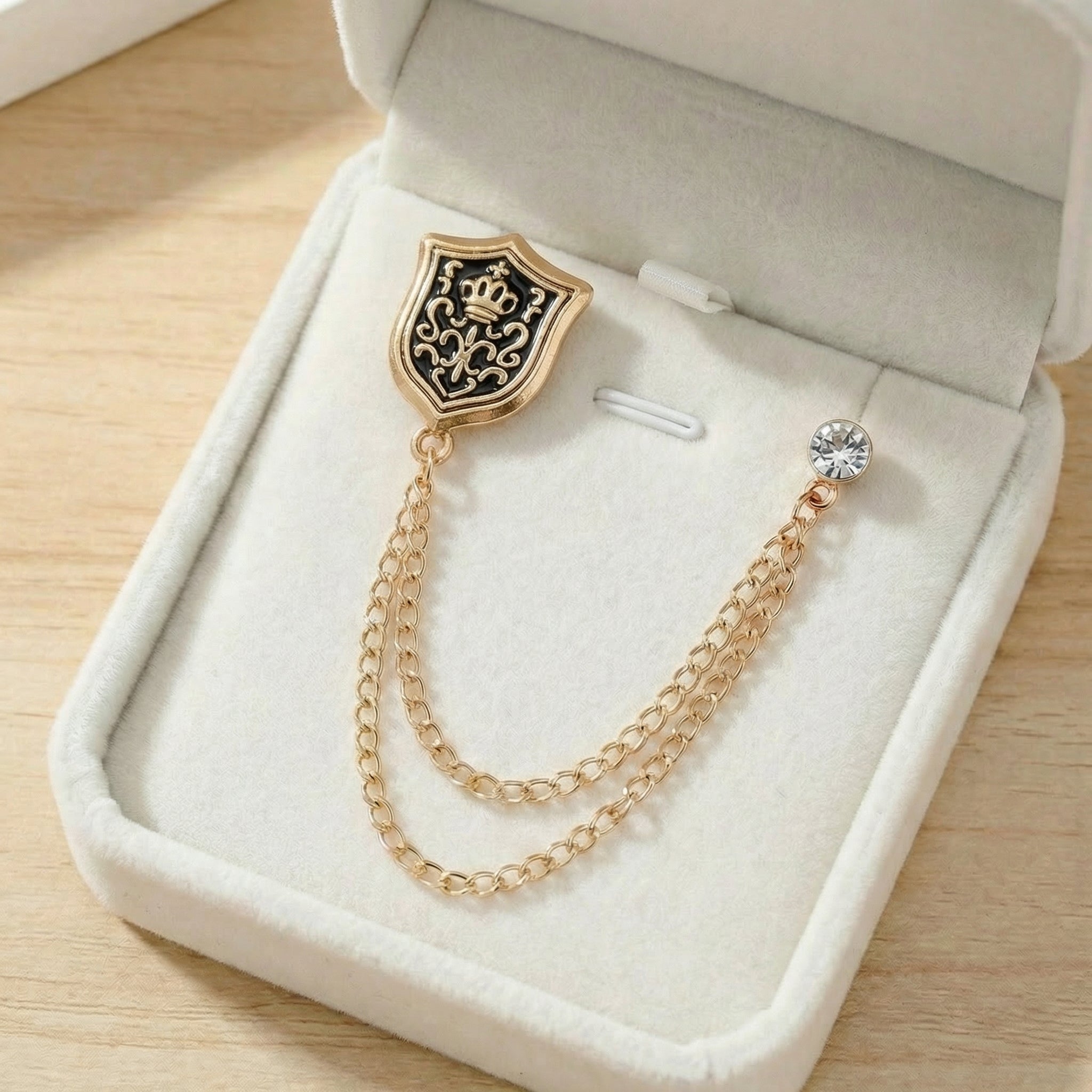 Vintage aristocratic lapel pins with zircon chians