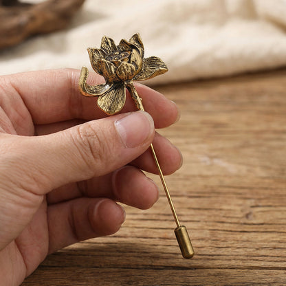 Retro lotus design men's lapel pins