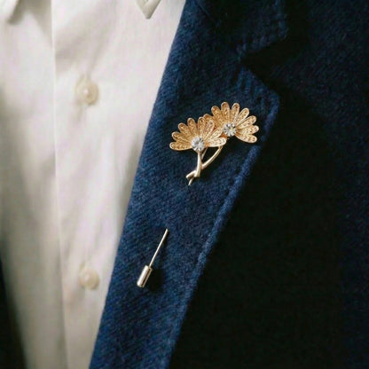 Double sunflower design lapel pins