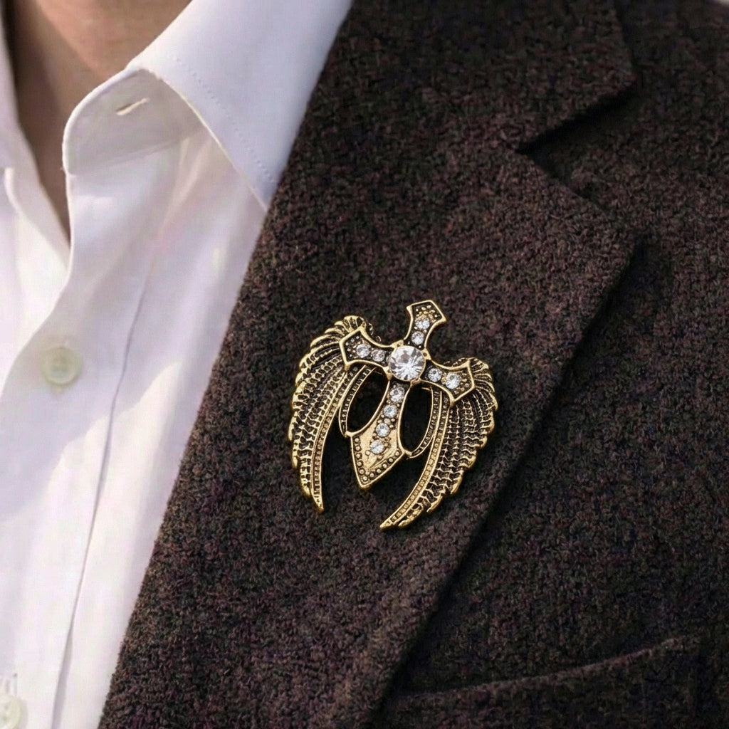 Archangel's Guardian Sword Retro Copper Vintage Men's Suit Lapel Pins