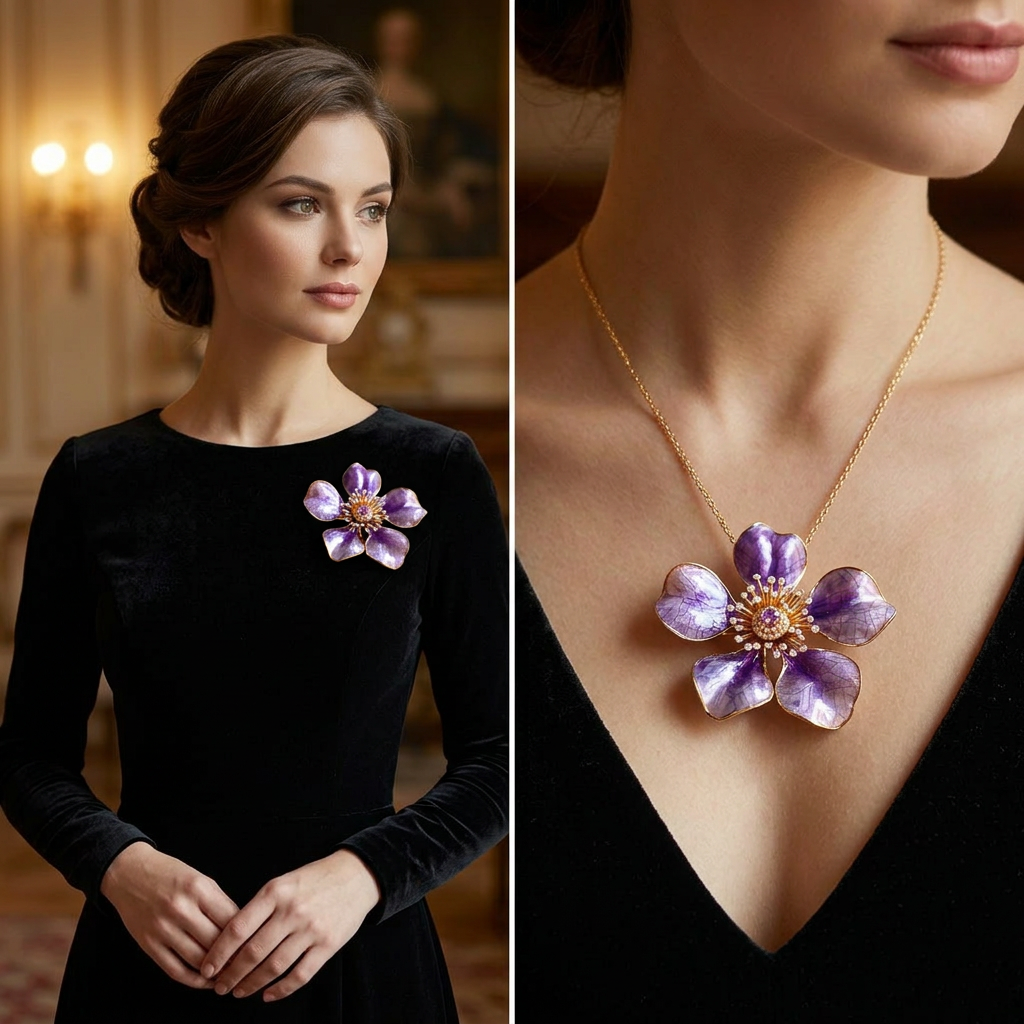 Vintage Lilac Brooch, Handmade Pin Gift for Women