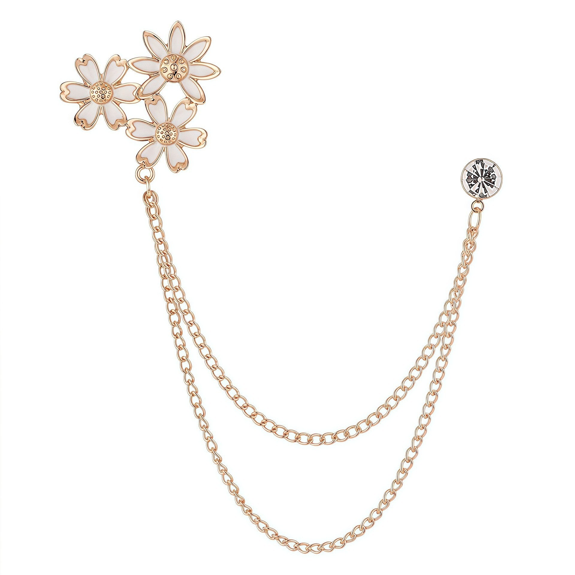 Lucky sunflower long pins with chain, men's and women's suits brooches