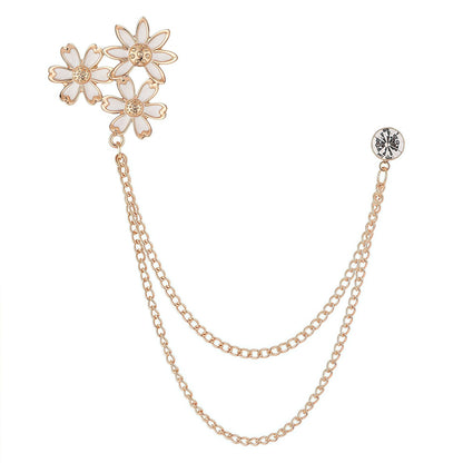 Lucky sunflower long pins with chain, men's and women's suits brooches