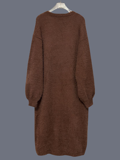 Women's Fuzzy Faux Mink Cardigan Coat | Casual Long Sleeve Open Front Plush Long Jacket