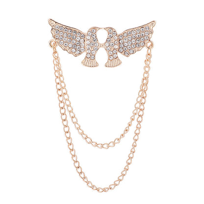 Broches d'amour, broches de costume en zircon pour hommes, broches vintage à double chaîne