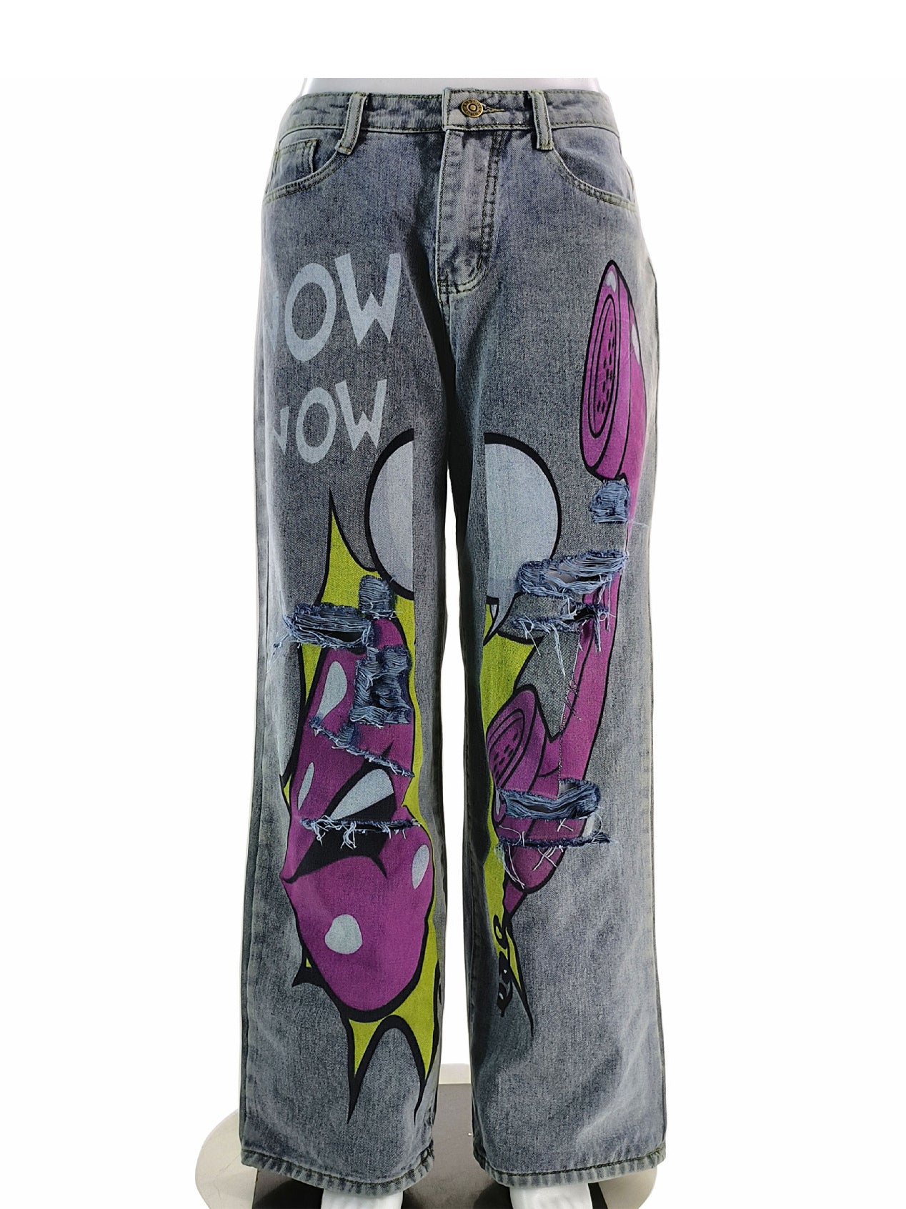Women's Denim High-Waist Wide-Leg Raw-Hem Jeans