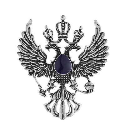 Double Headed Eagle With Winged Stone Detailing Lapel Pin Badge Coat Suit Jacket Wedding Gift Party Shirt Collar Accessories Brooch