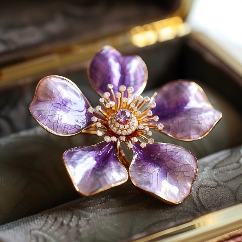 Vintage Lilac Brooch, Handmade Pin Gift for Women