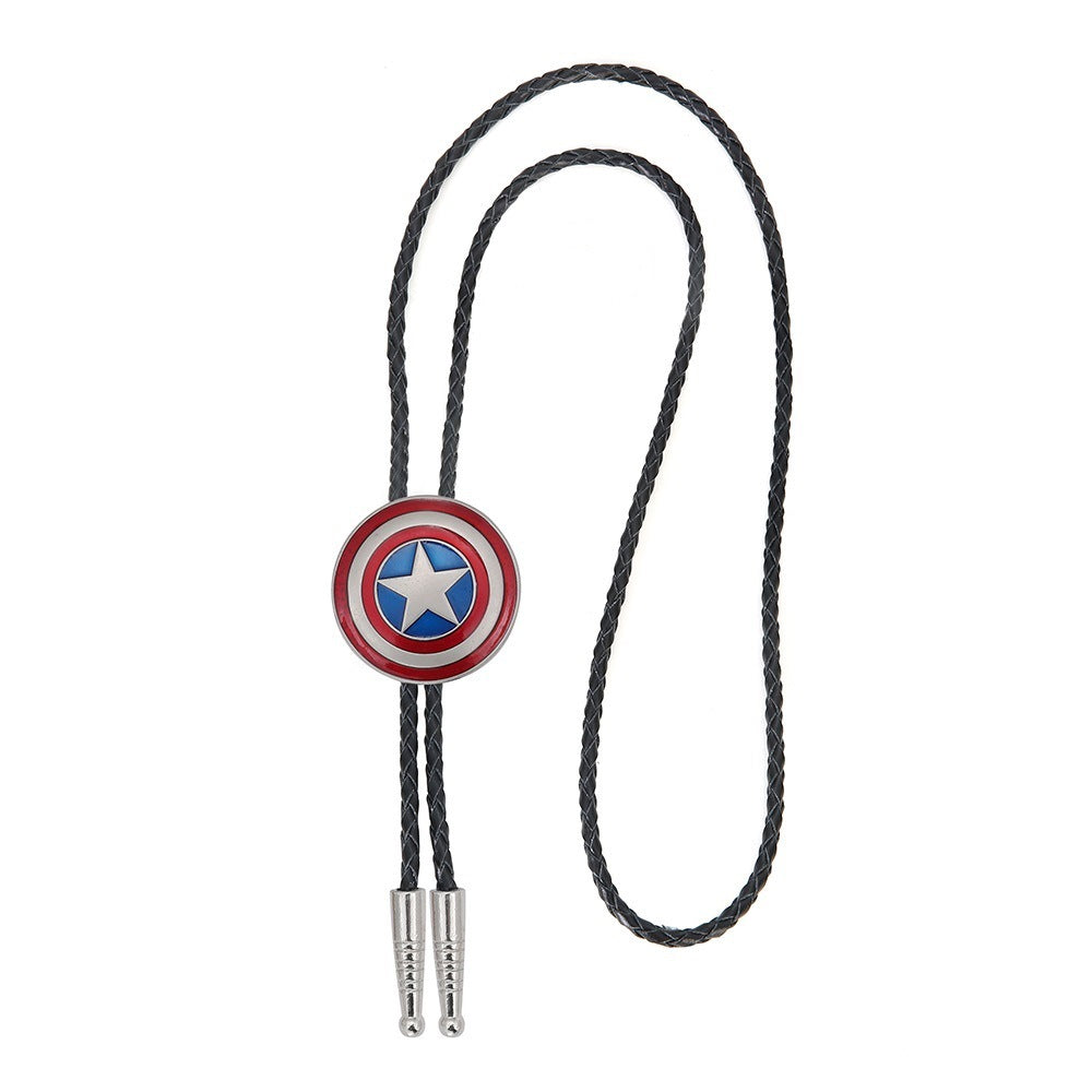 Captain America shield leather chain bolo tie cowboys necktie for western