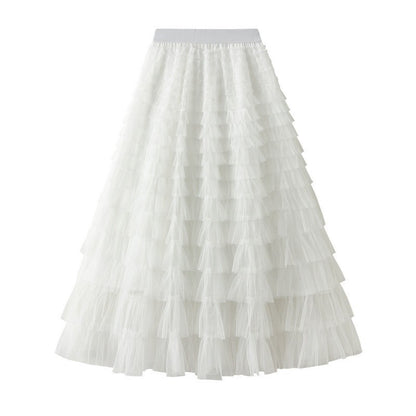 Women's Solid-Color Patchwork Longline Stretch Midi High-Waist Skirt