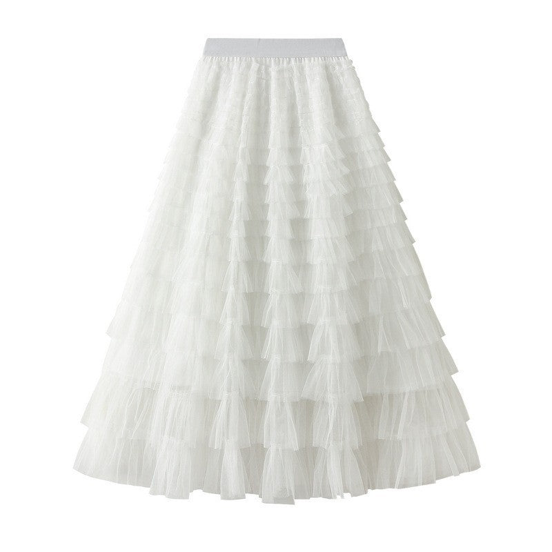 Women's Solid-Color Patchwork Longline Stretch Midi High-Waist Skirt