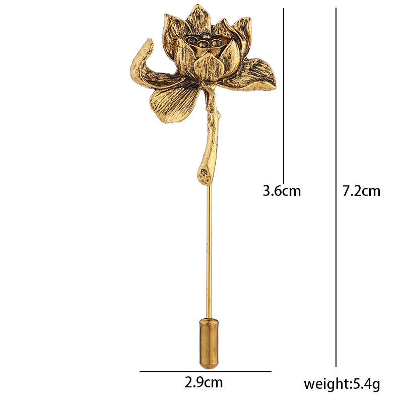 Retro lotus design men's lapel pins