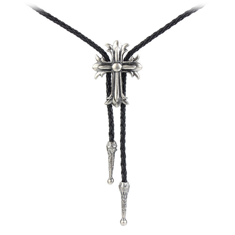 Vintage Gothic style cross bolo tie, vintage wedding necktie