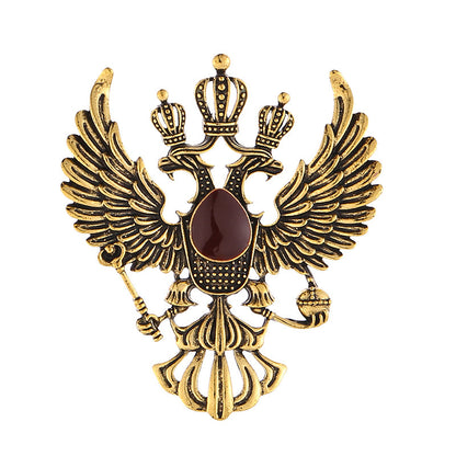 Double Headed Eagle With Winged Stone Detailing Lapel Pin Badge Coat Suit Jacket Wedding Gift Party Shirt Collar Accessories Brooch