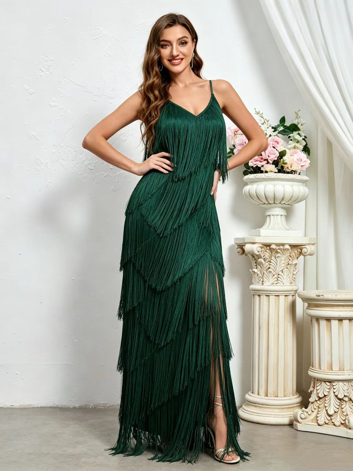 Women's Solid-Color Fringe-Trim Zip-Front Slim-Fit Sleeveless Apparel