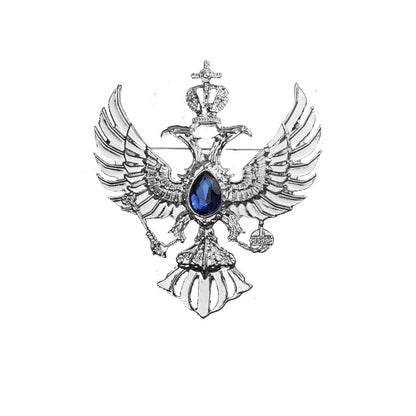 Double Headed Eagle With Winged Stone Detailing Lapel Pin Badge Coat Suit Jacket Wedding Gift Party Shirt Collar Accessories Brooch