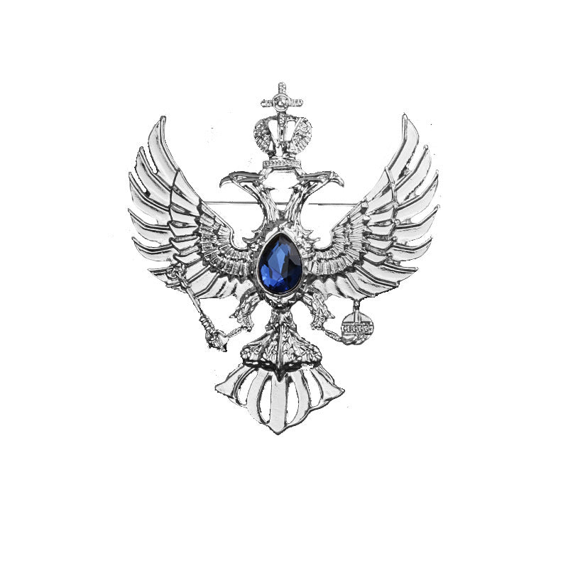Double Headed Eagle With Winged Stone Detailing Lapel Pin Badge Coat Suit Jacket Wedding Gift Party Shirt Collar Accessories Brooch