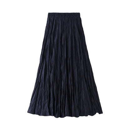 Women's Patchwork Stretch Midi Mid-Length Ruched Skirt