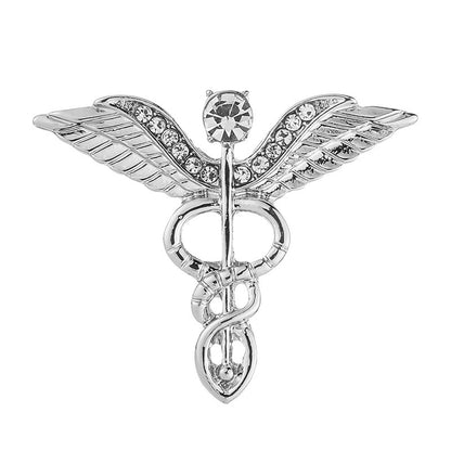 Double Helix Angel Wings Zirconia Scepter Brooch for Men - Lapel Pins
