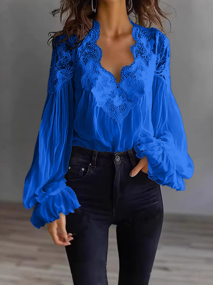 Women's Lace-Trim Patchwork Shirt