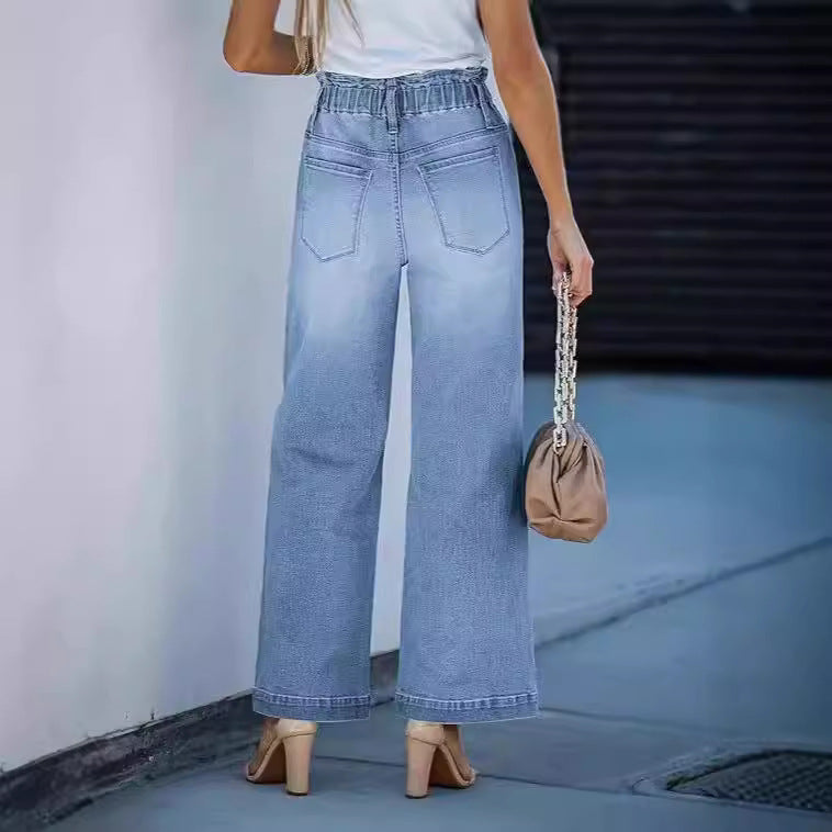 Women's Denim Relaxed-Fit High-Waist Mid-Rise Wide-Leg Straight-Leg Jeans