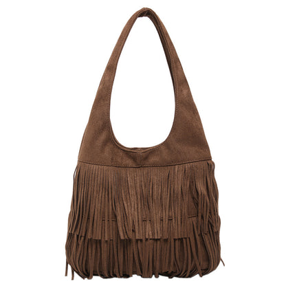 Bohemian Faux Suede Fringe Hobo Bag - Vintage Western Multi-Layer Tassel Large Capacity Shoulder Tote Purse