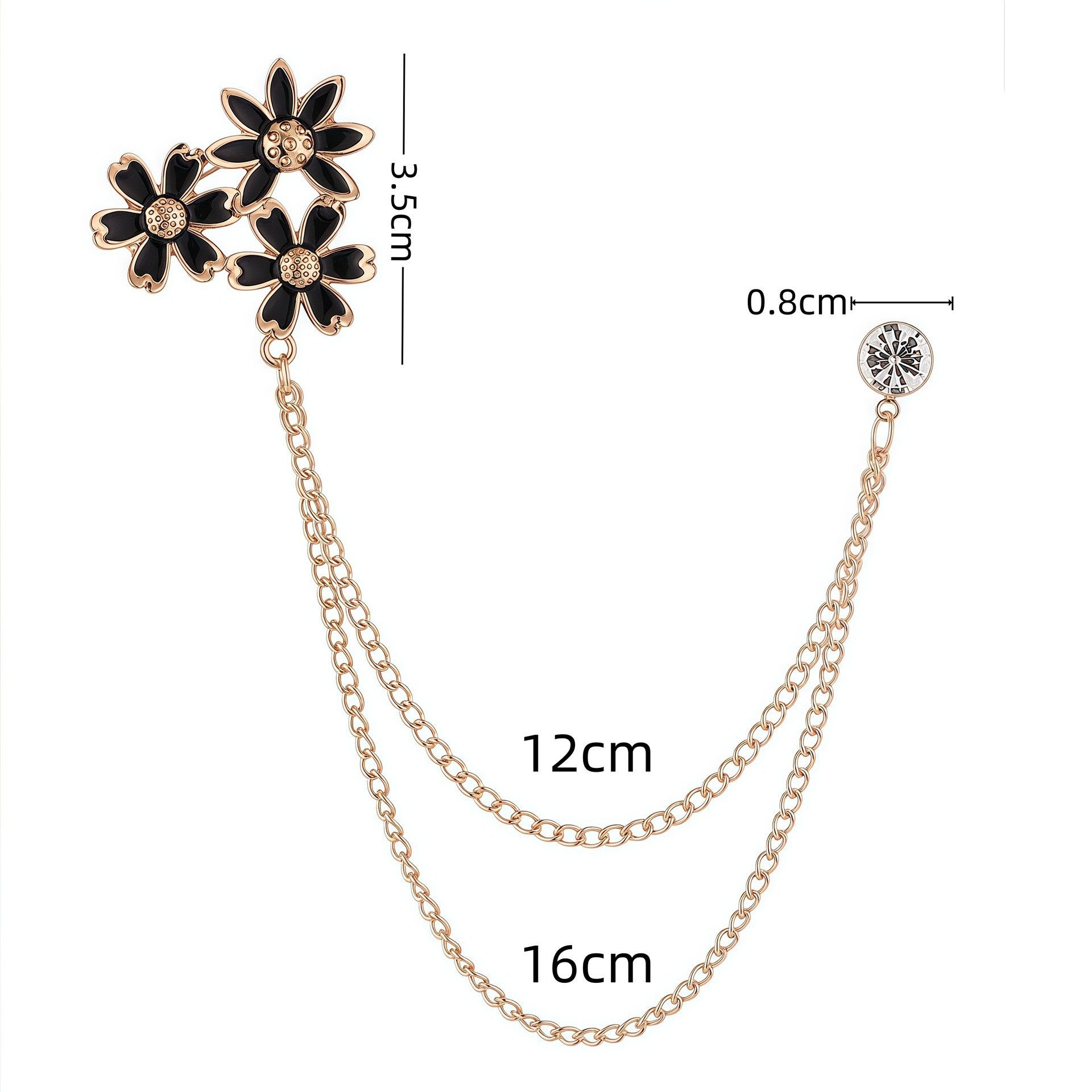 Lucky sunflower long pins with chain, men's and women's suits brooches